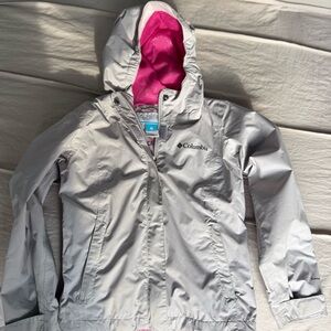 Columbia Kids Metallic Silver Raincoat with Pink Lining